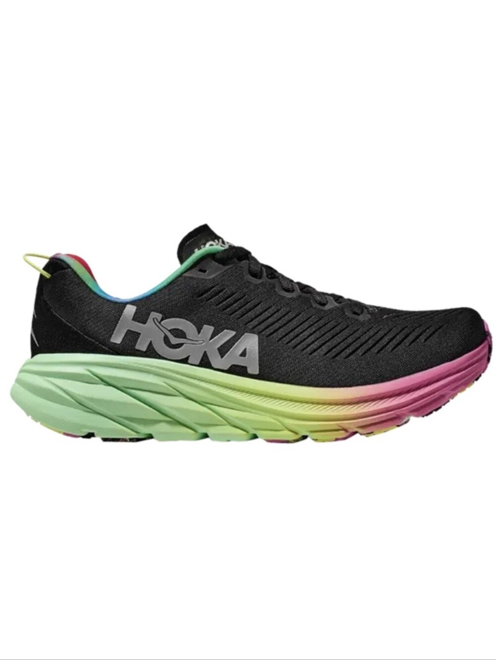 HOKA Rincoin 3 Running Shoes Mesh Upper Size 13D Black Rainbow 1119395 GUC